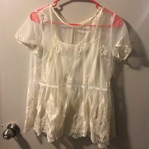 Sheer floral top and under shirt